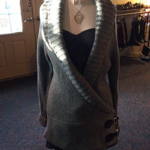 Grey Stylish Buckled Sweater